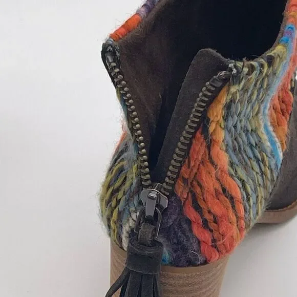 TOMS Ankle Boots Women's 6 Chocolate Brown Leila Suede Shoes Striped Tassel EUC‎ - Picture 13 of 16